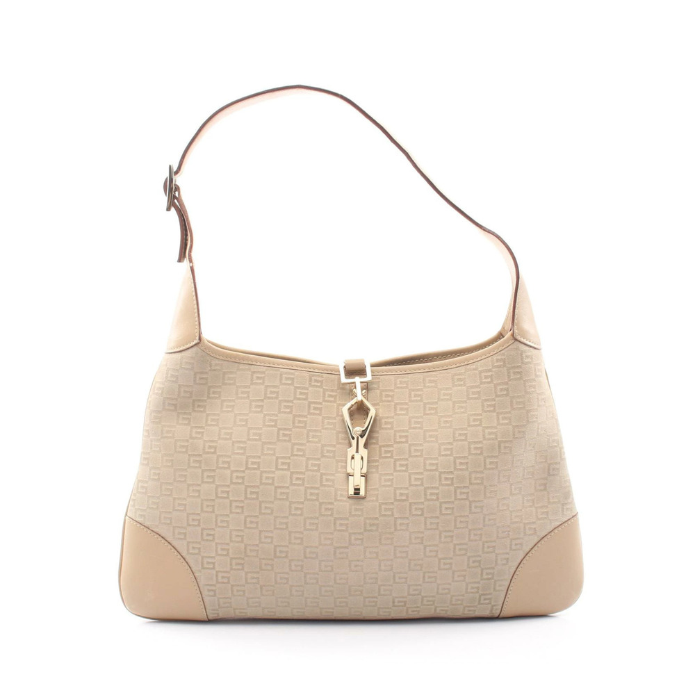 Gucci Kandinsky G Embossed Shoulder Bag Suede Leather Beige Cream